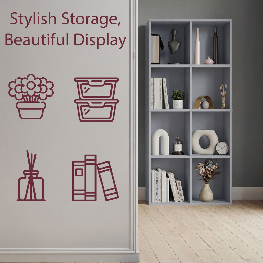 VIDA DESIGNS 8 Shelf Grey Cube Storage Unit Image 6