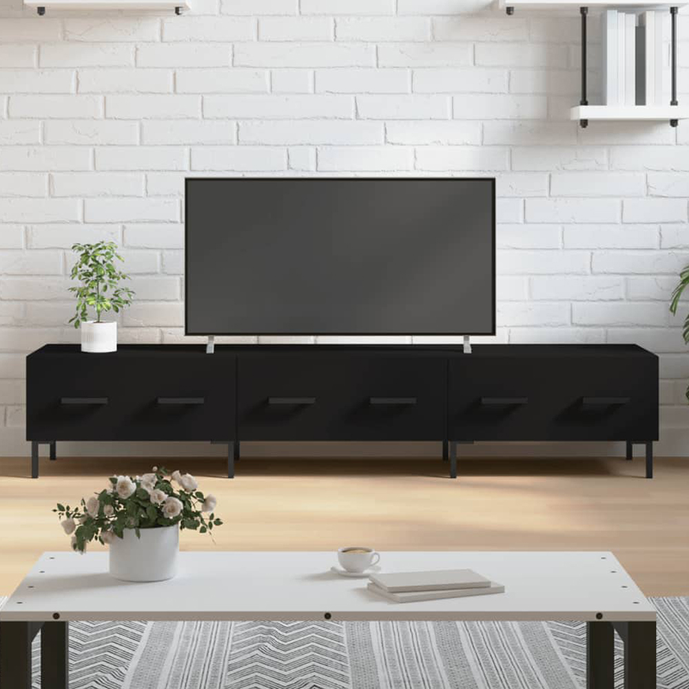 vidaXL 3 Drawer Black Modern TV Cabinet Image 1