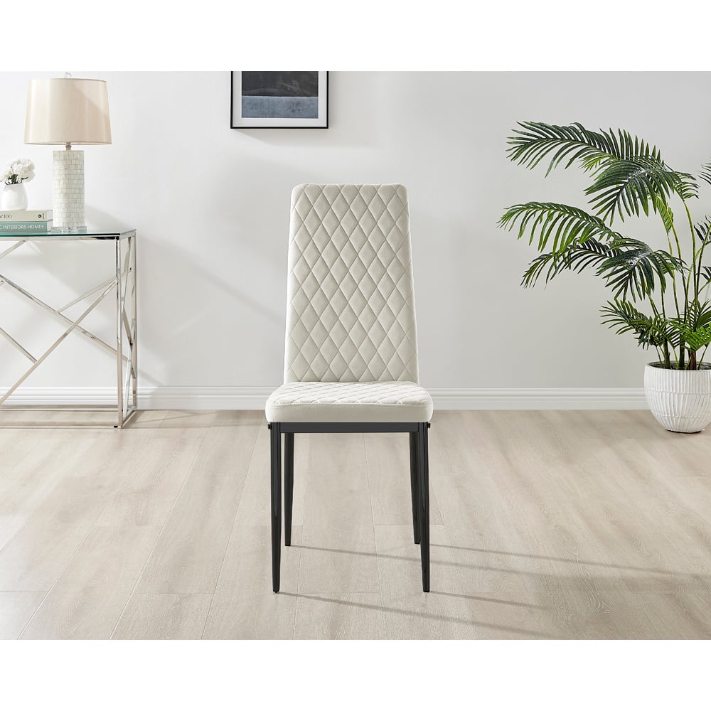 Furniturebox Arona 4 Seater Round Dining Set Cream and Black Image 6