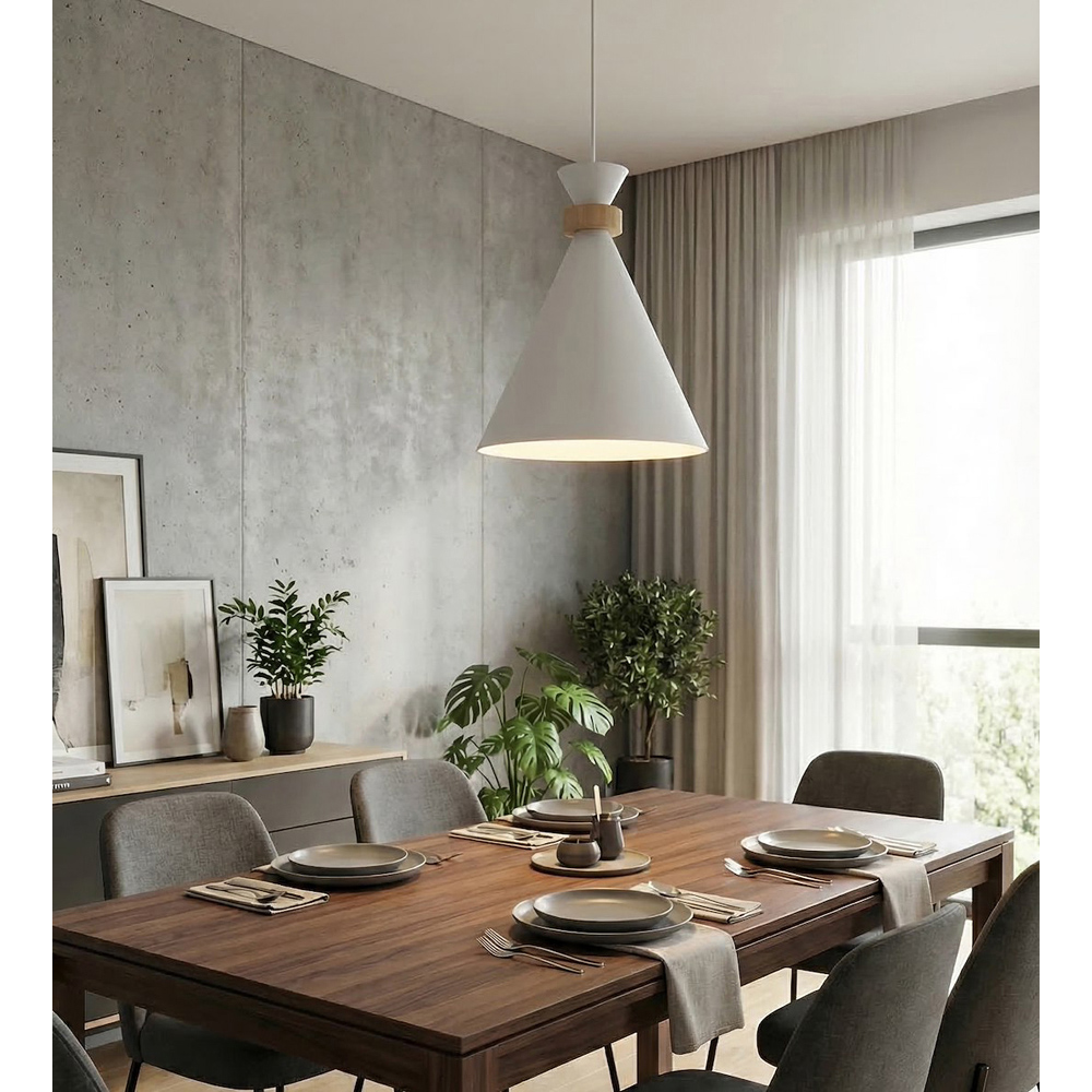 Emibig Zero Dome Shade White E27 Ceiling Pendant Light Image 6