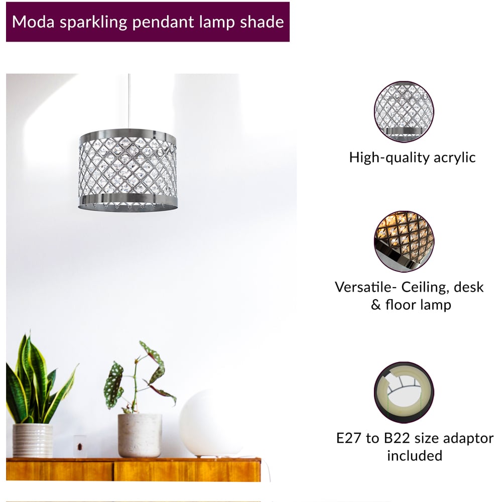 Innoteck Acrylic Moda Chrome Sparkly Ceiling Pendant Light Shade Image 4
