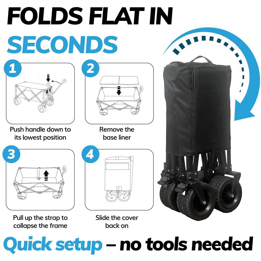 House of Home Black Folding Festival Trolley 120L Image 5