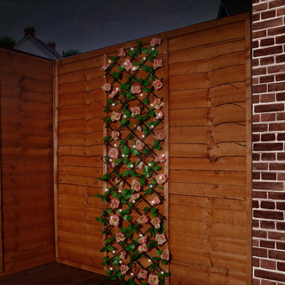 Gardenwize Pink Flower Expandable Garden Trellis with Solar LED Image 5