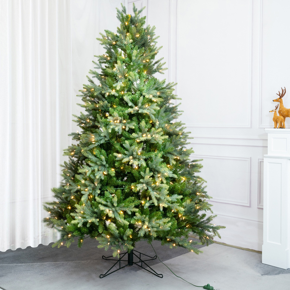 Abrihome 500 Warm White LED Pre-Lit Grand Fir Artificial Christmas Tree with 1733 Mixed Tips 7ft Image 3