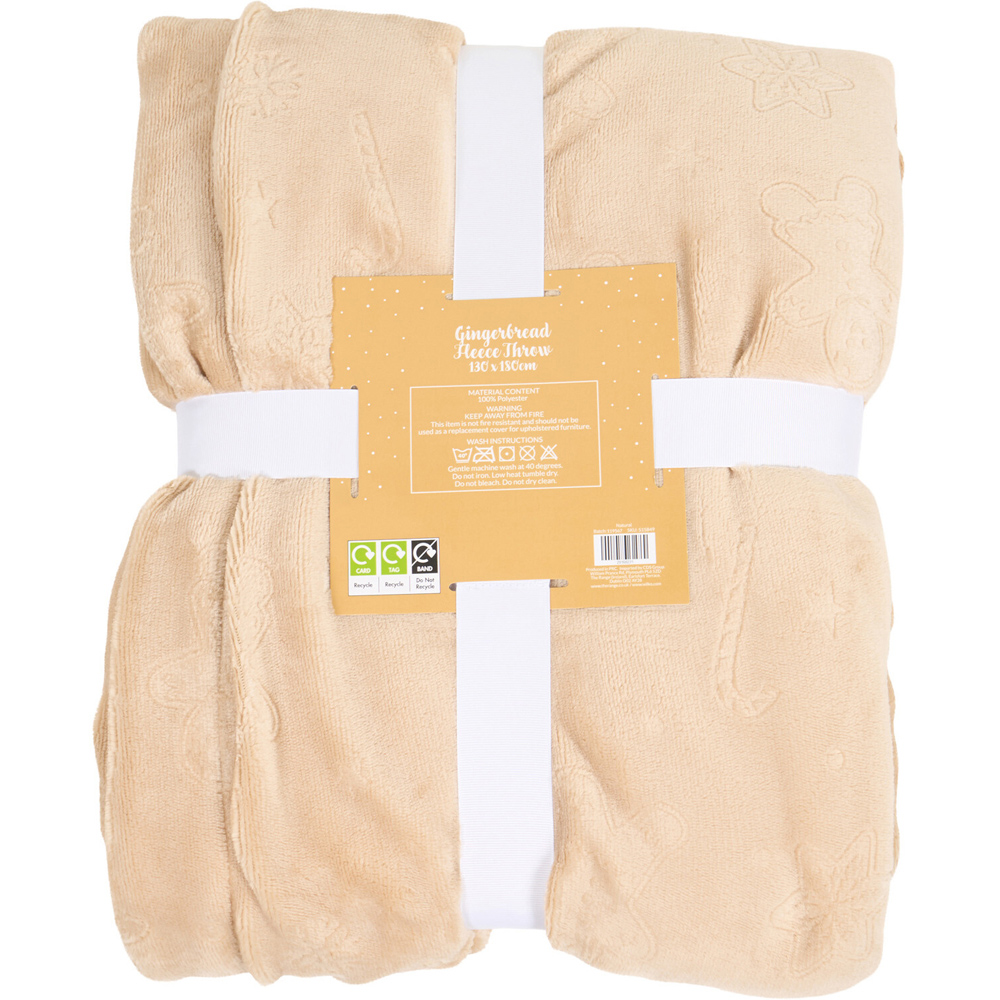 Gingerbread Man Embossed Fleece Throw Natural Image 8