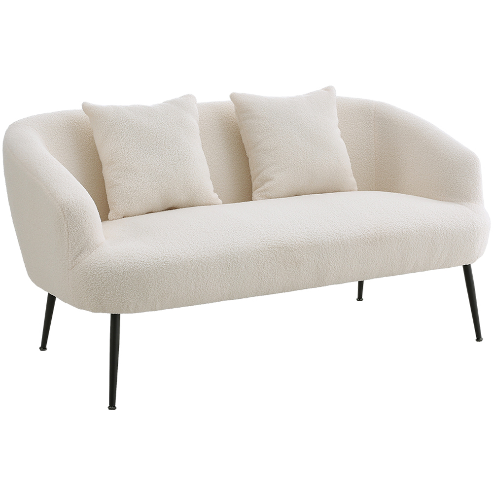 Living and Home White Teddy Fabric Loveseat with Cushions Image 2