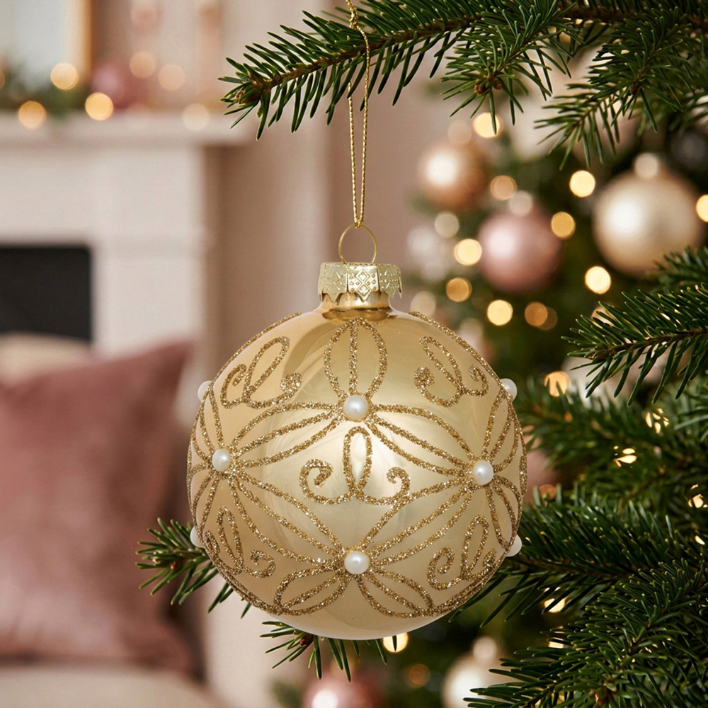 Champagne Glitter Embellished Bauble Image 2