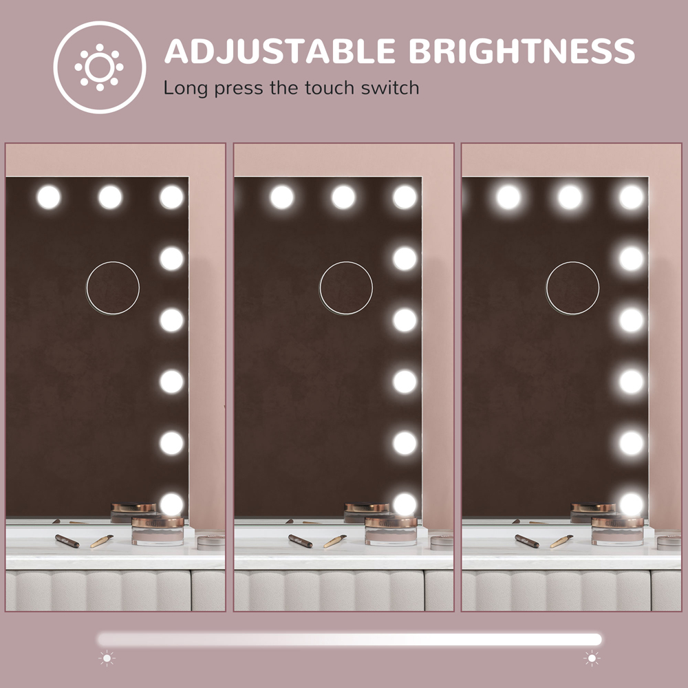 HOMCOM White LED Hollywood Vanity Mirror with 10X Magnification and USB Port 80 x 62cm Image 6