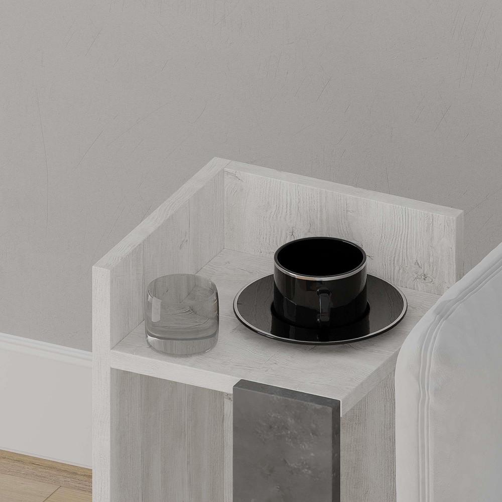 Decortie Elos Single Shelf Ancient White Retro Grey Modern Left Module Bedside Table Image 3