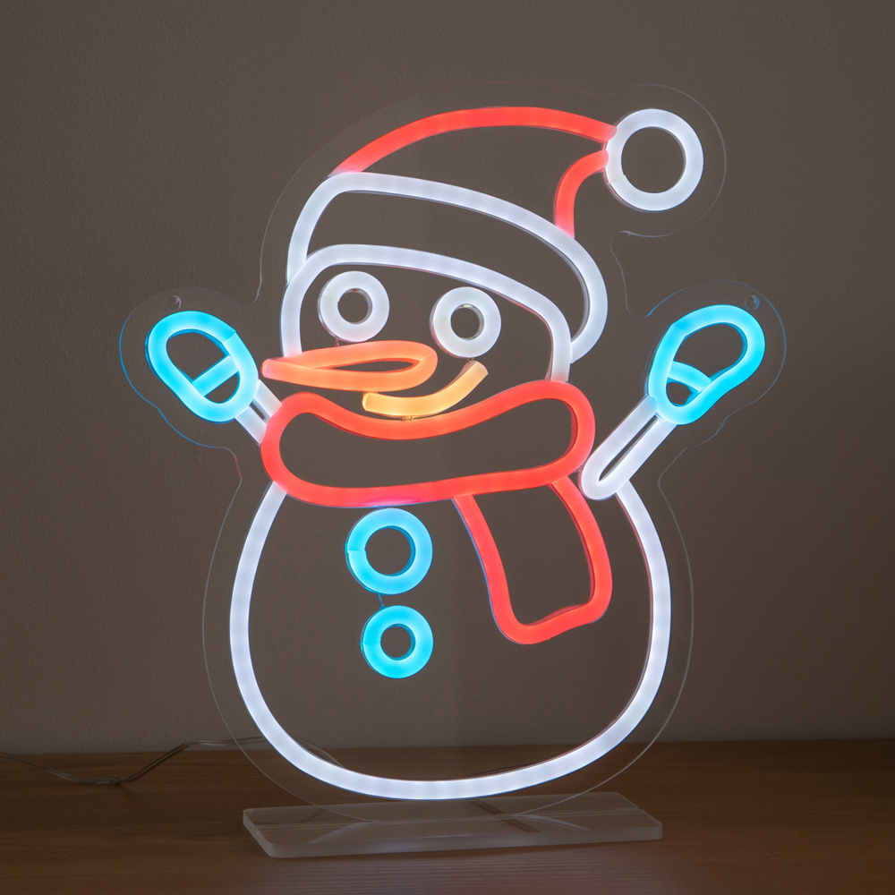 Samuel Alexander Multicolour LED Light-Up Neon Snowman Christmas Decoration 30cm Image 1