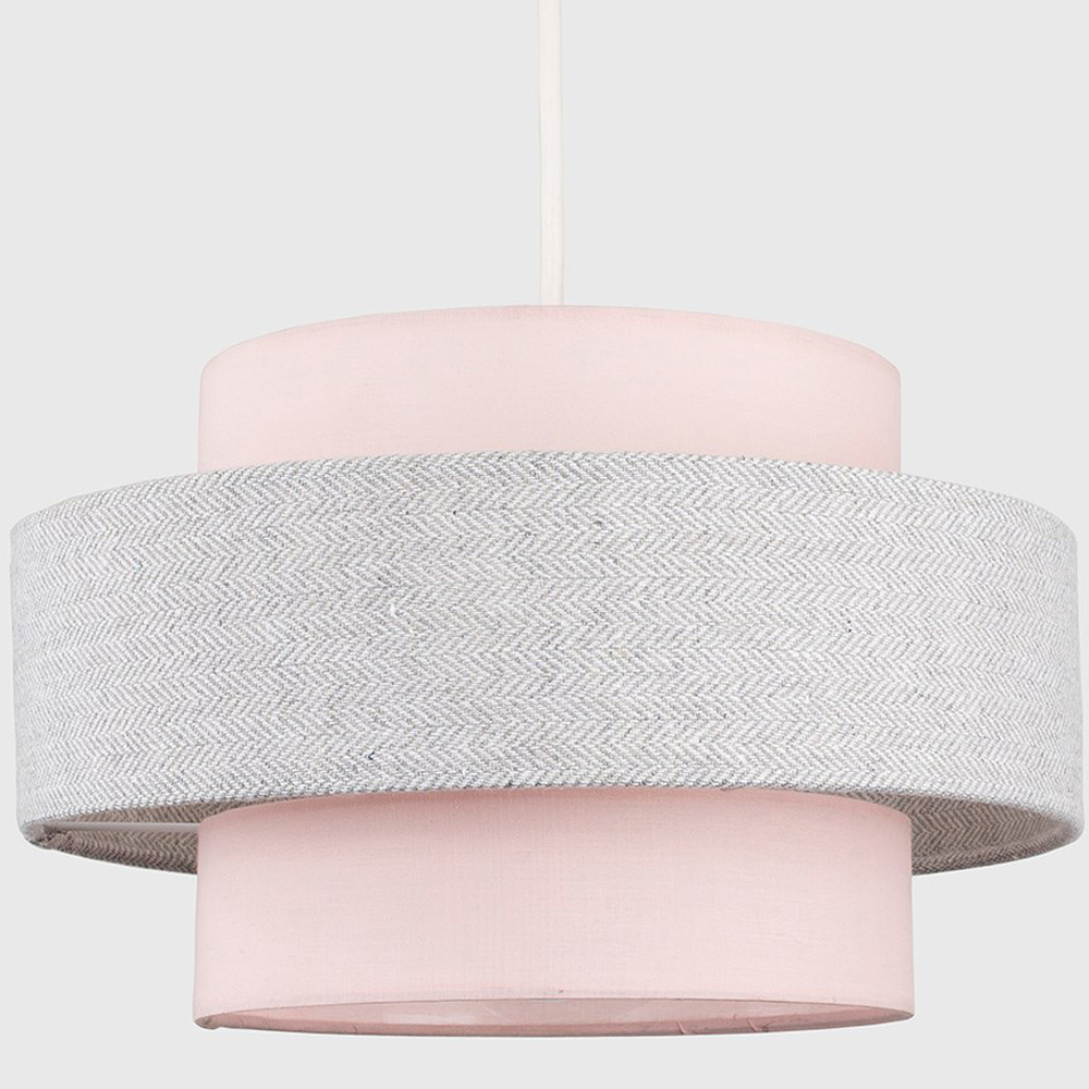 ValueLights Weaver Pink and Grey Herringbone Ceiling Lamp Shade Image 3