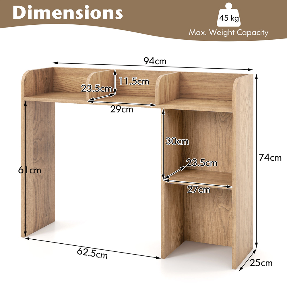 Costway 5 Shelf Natural Bookcase Image 9