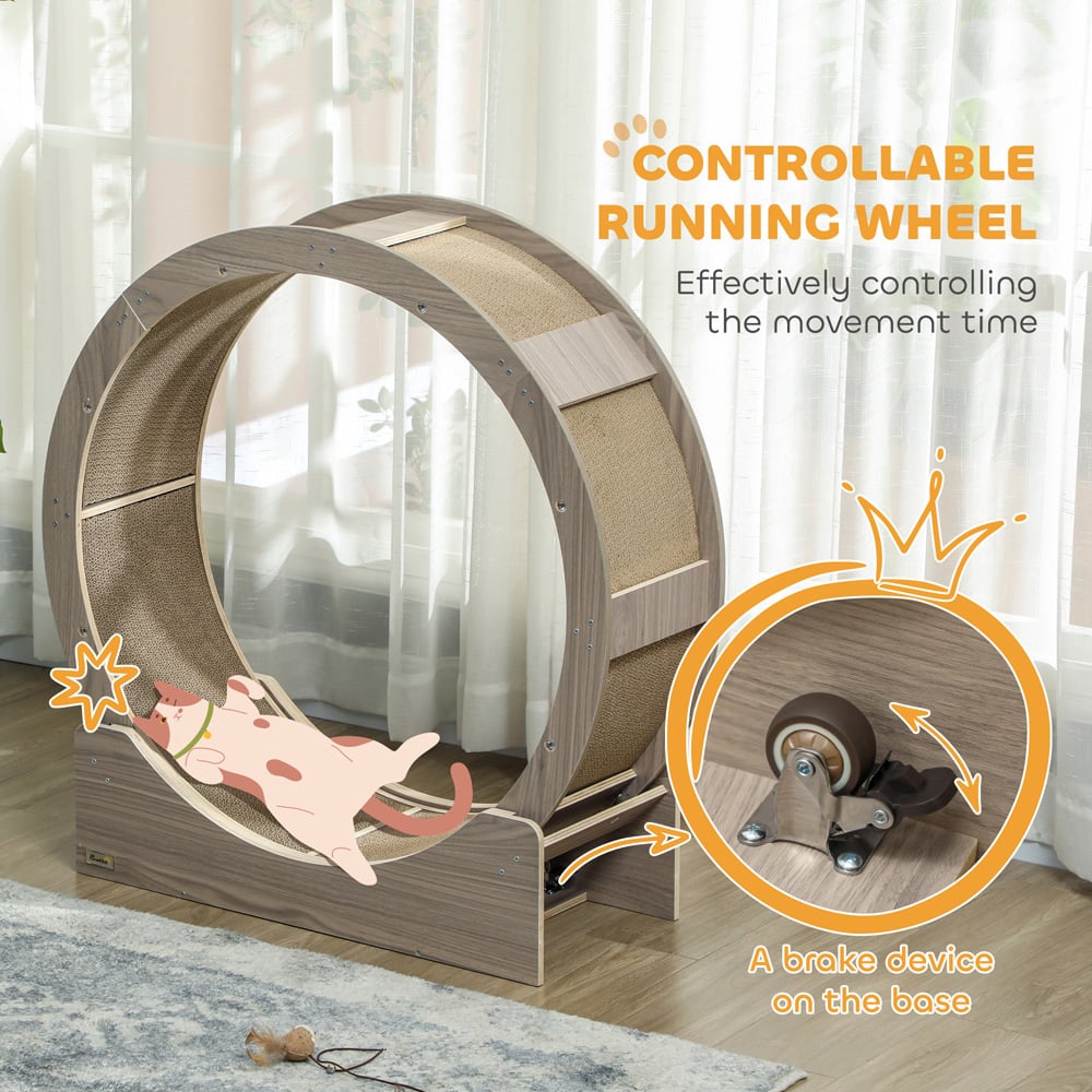 PawHut Brown Cat Indoor Treadmill with Brake Image 6