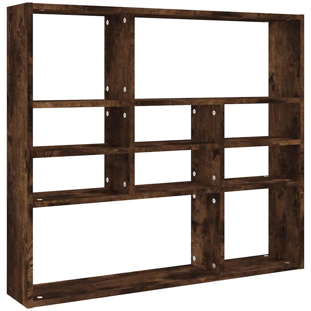 vidaXL 10 Compartment Smoked Oak Wall Shelf Image 1