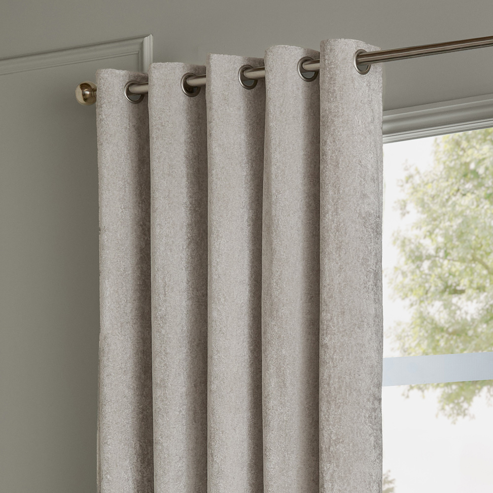 Paoletti Lustre Silver Velvet Fully Lined Eyelet Curtains 229 x 183cm Image 3