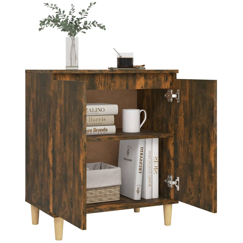 vidaXL 2 Door Smoked Oak Sideboard with Wooden Legs Image 6