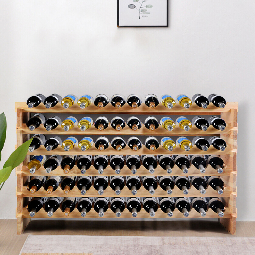 Costway 72 Bottle Wooden Stackable Wine Rack Image 2