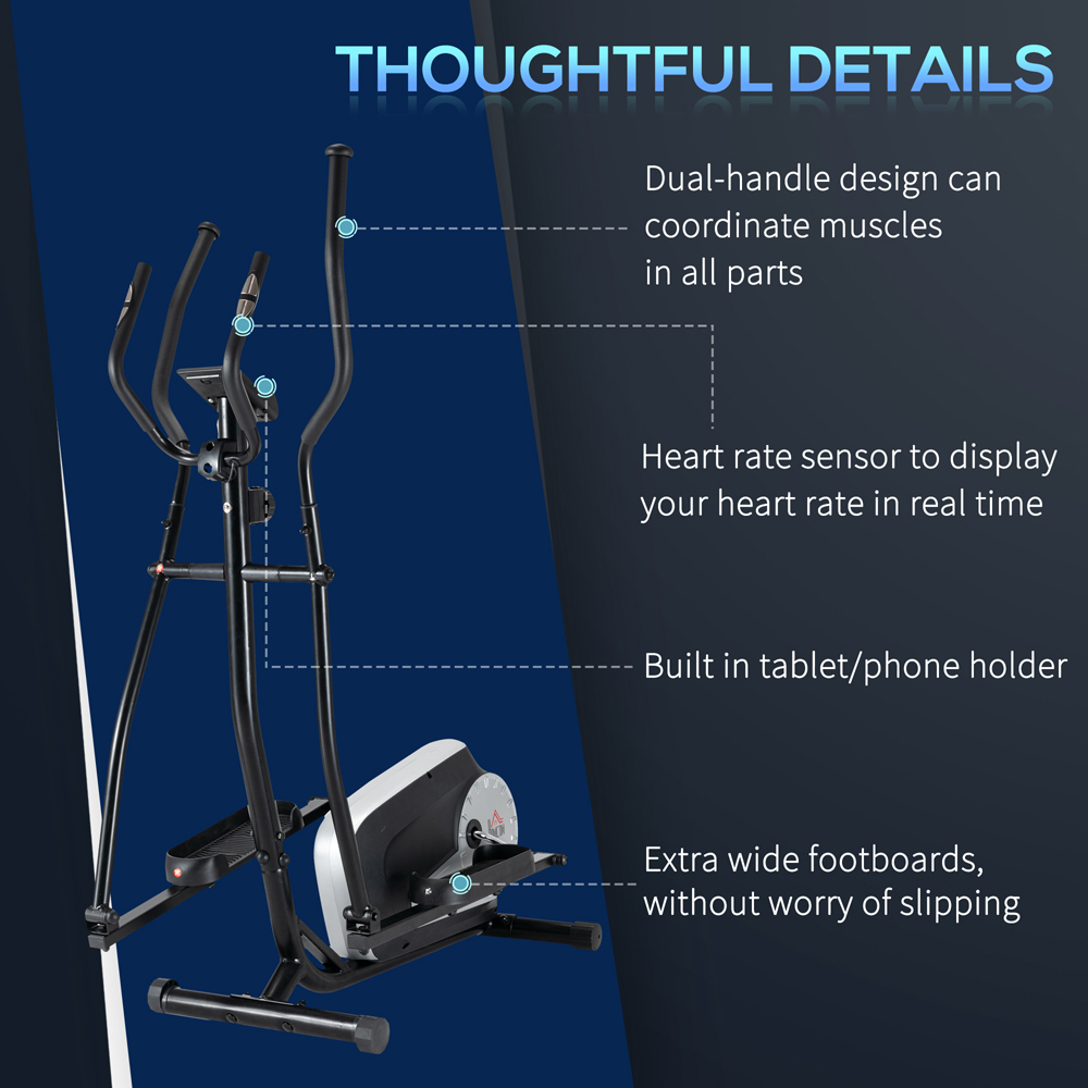 HOMCOM Black Home Elliptical with LCD Monitor Image 4