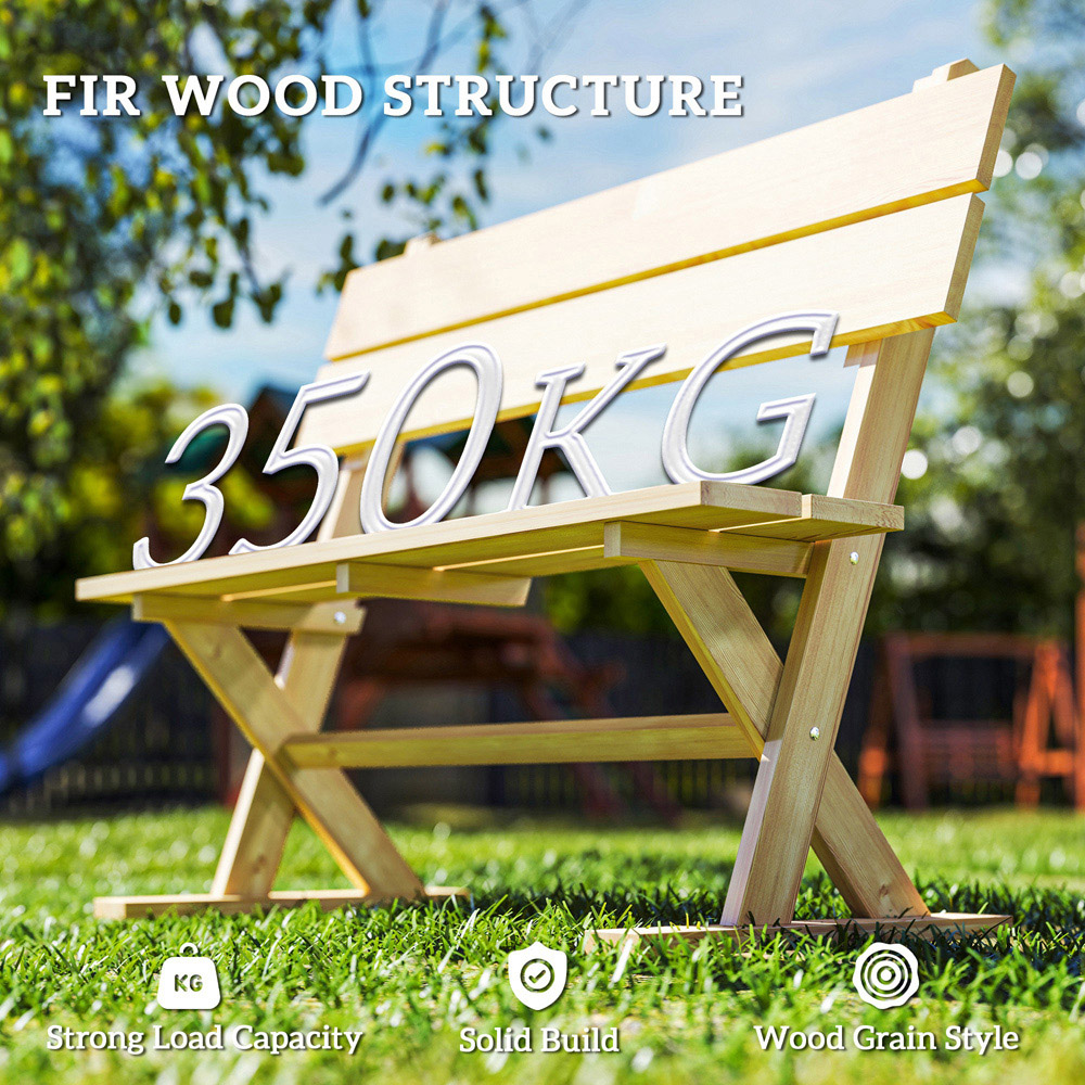 Outsunny 2 Seater Natural Wooden Garden Bench Image 5