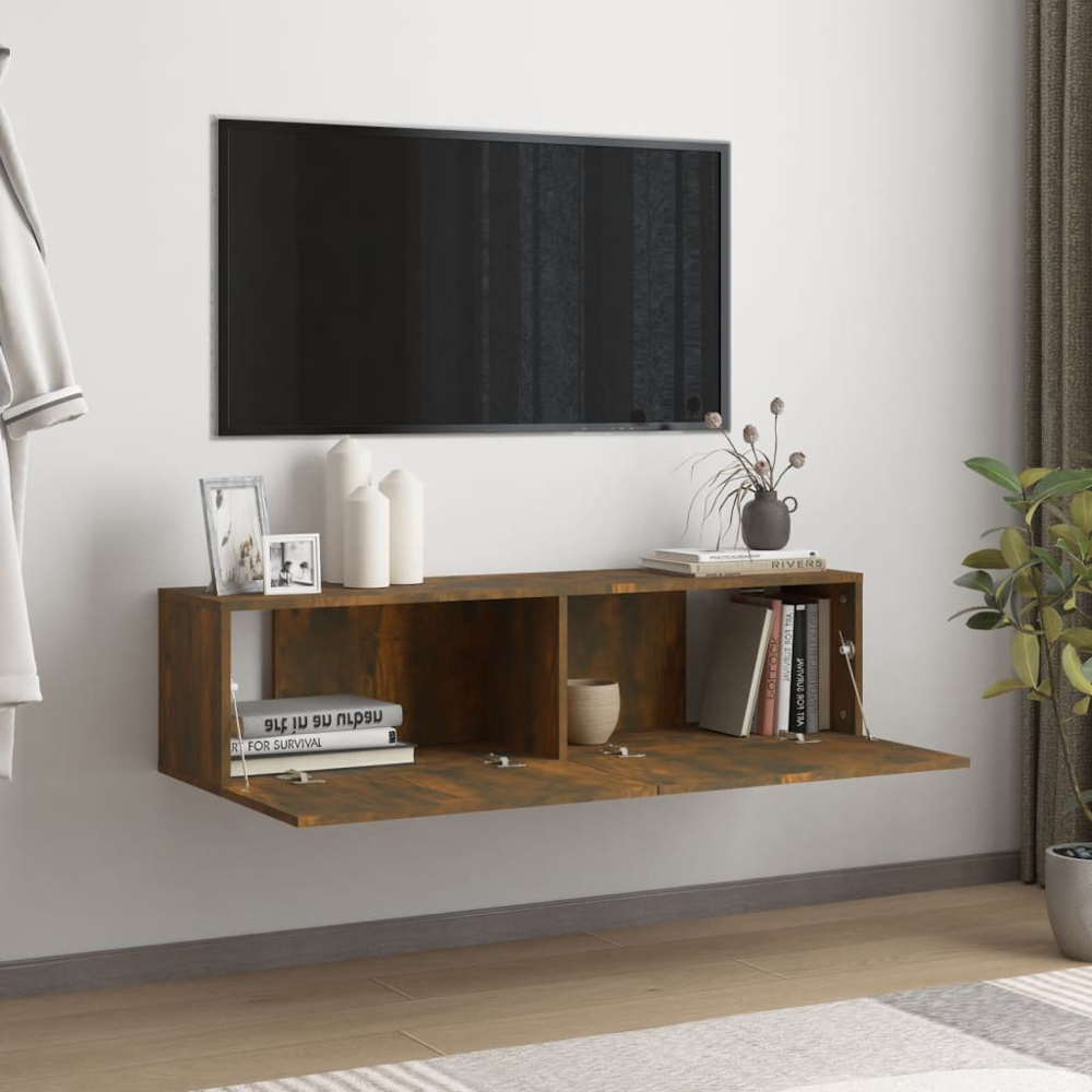 vidaXL 2 Door Smoked Oak Wall Mounted TV Cabinet Image 3