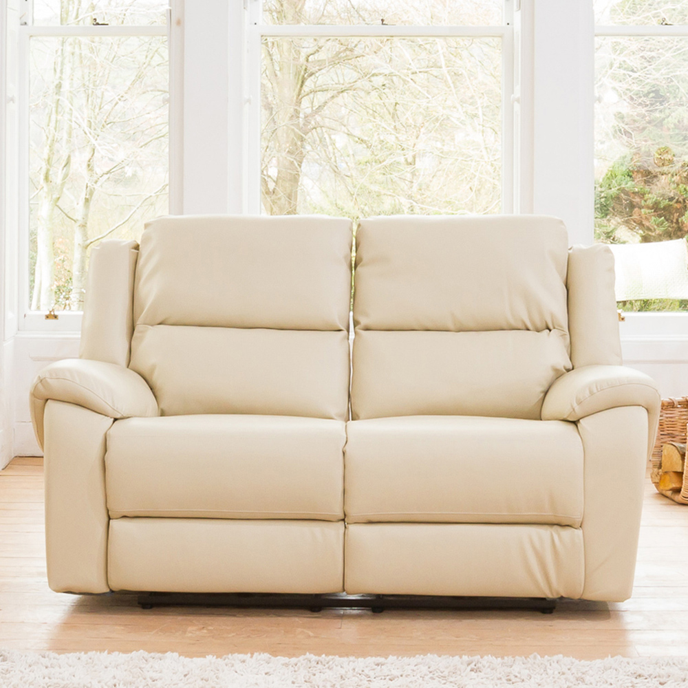 Brookhaven 2 Seater Cream Bonded Leather Electric Recliner Sofa Image 1