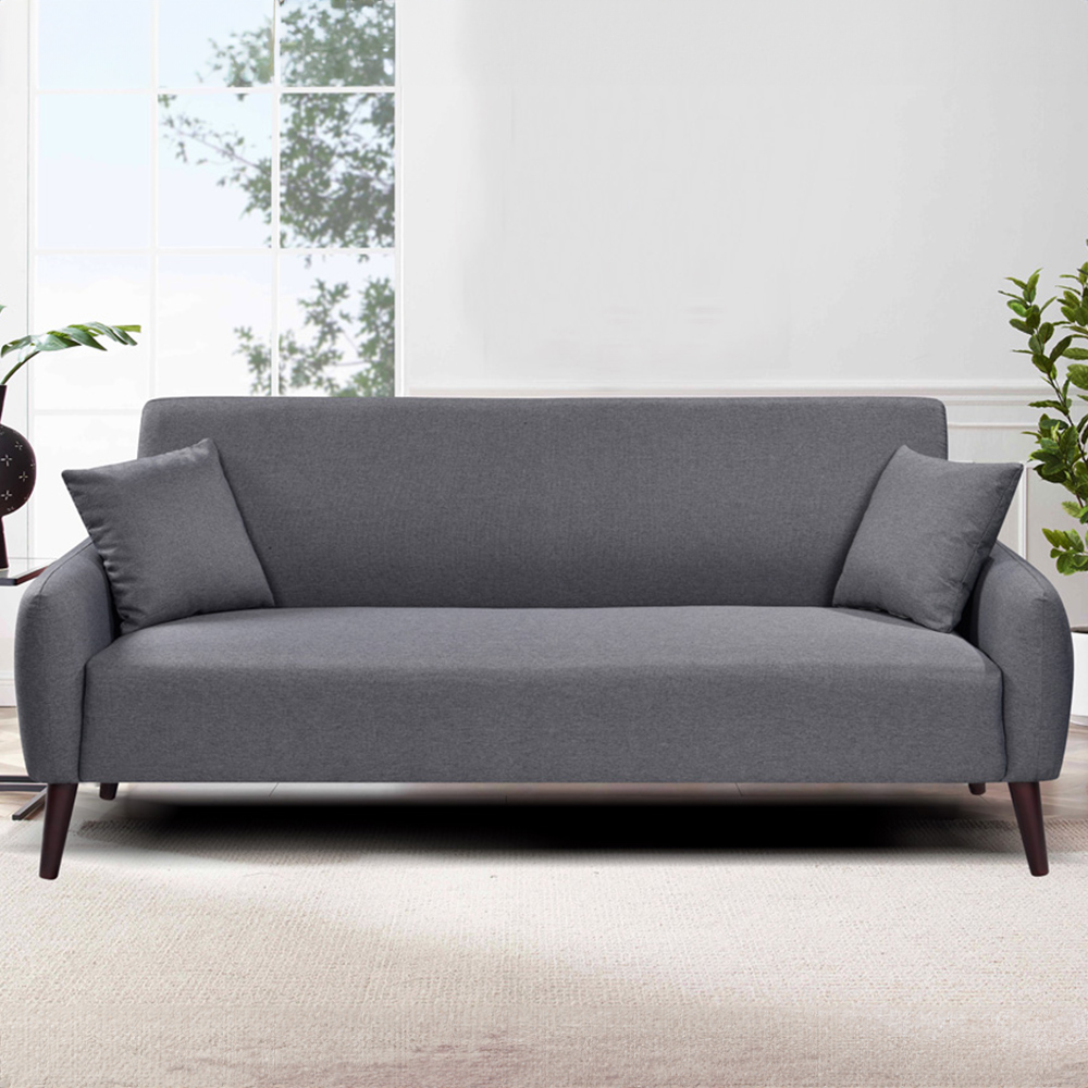 Brooklyn 3 Seater Grey Linen Sofa Image 1