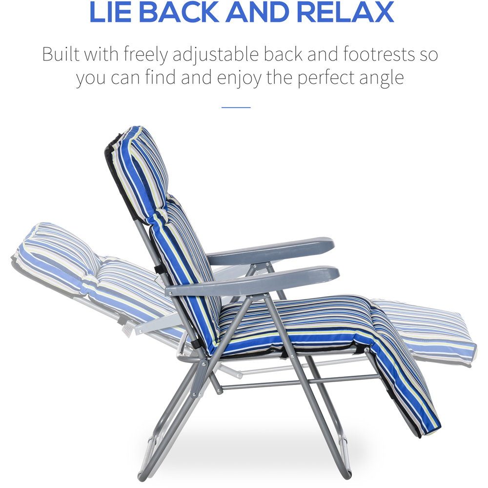 Outsunny Set of 2 Blue and White Adjustable Sun Lounger Image 6