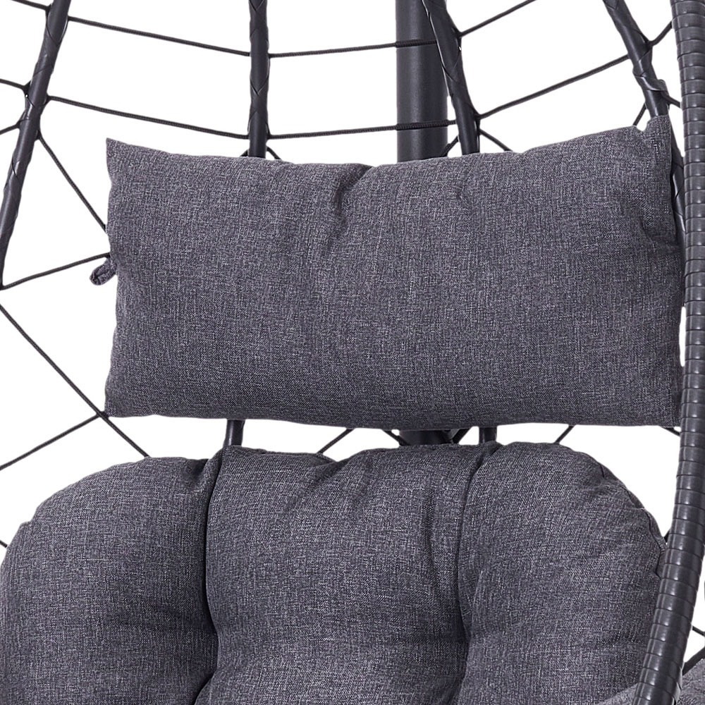 Living and Home Black Adjustable Swing Hanging Egg Chair with Cushions Image 5