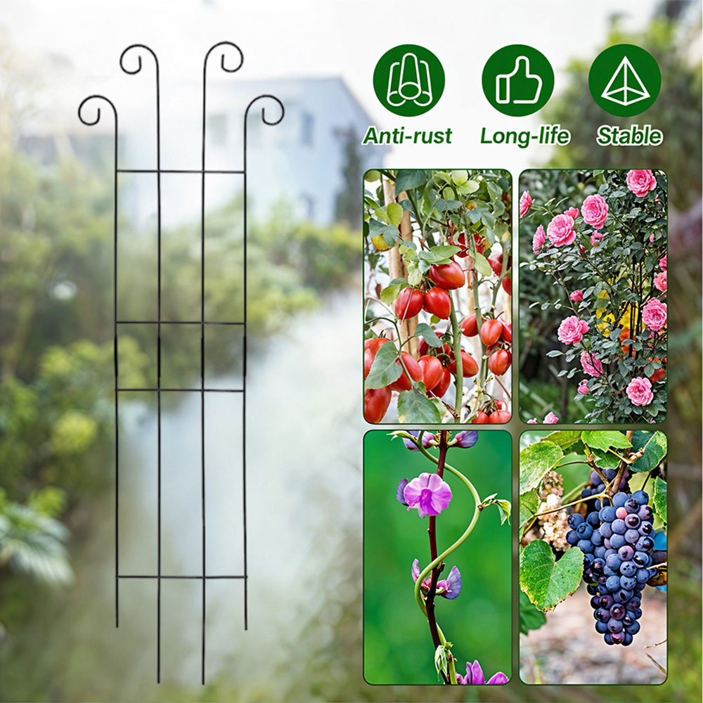 Living and Home Black Metal Scrolled Climbing Plant Trellis 81cm 4 Pack Image 5