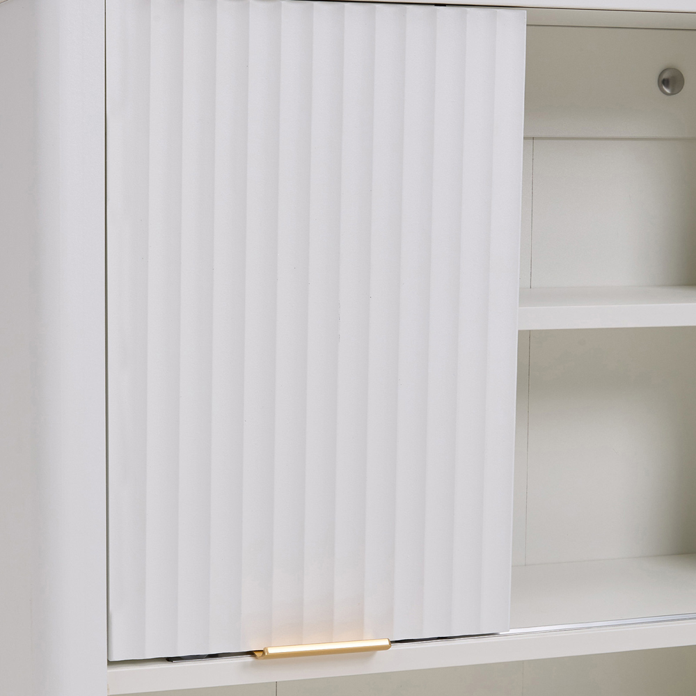 Living and Home Single Door 3 Shelf White Wooden Wall-Mounted Bathroom Cabinet Image 4