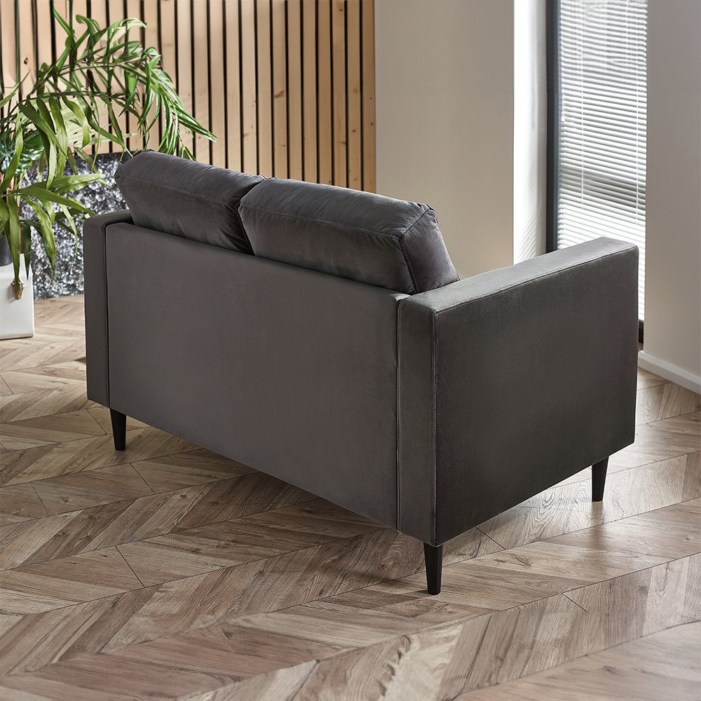 Furniturebox Josie 2 Seater Dark Grey Velvet Sofa Image 4