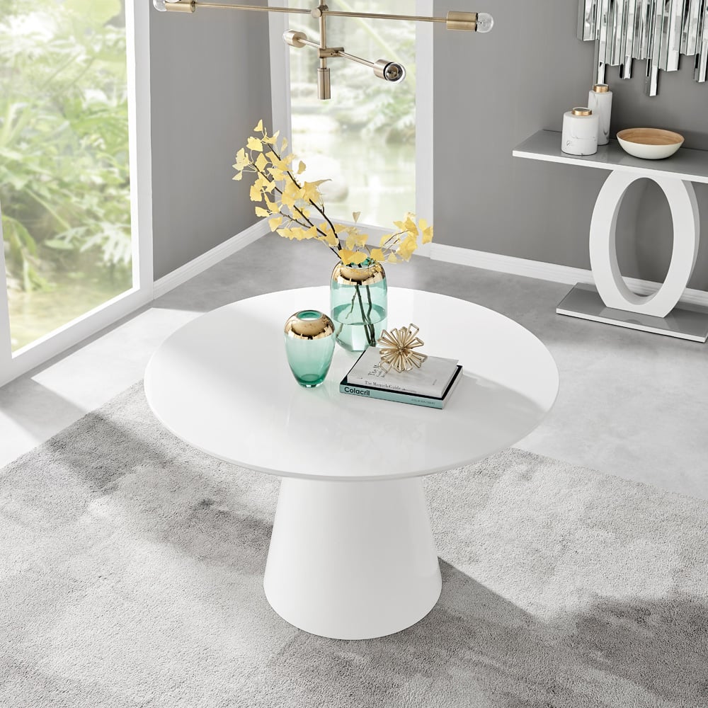 Furniturebox Nova 6 Seater Round Dining Table White High Gloss Image 6
