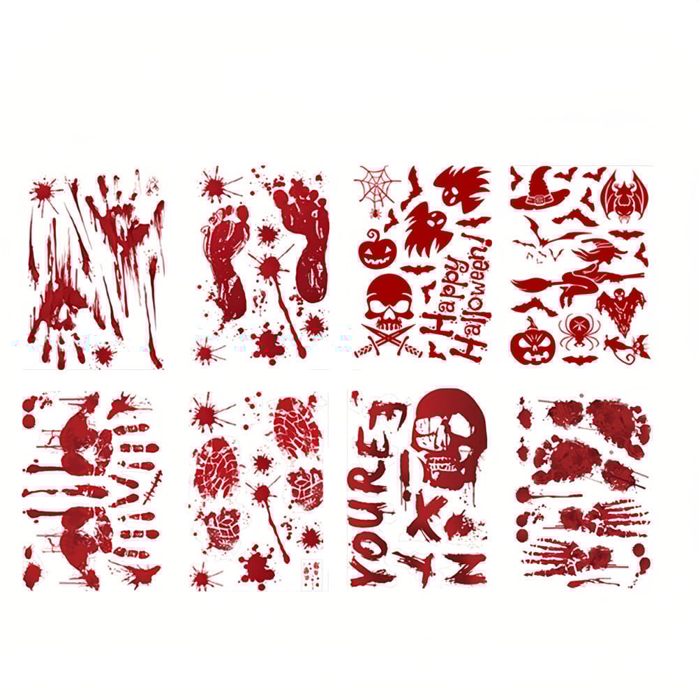 Jaoyeh Halloween Blood Handprint and Footprint Wall Stickers 8 Pack Image 1