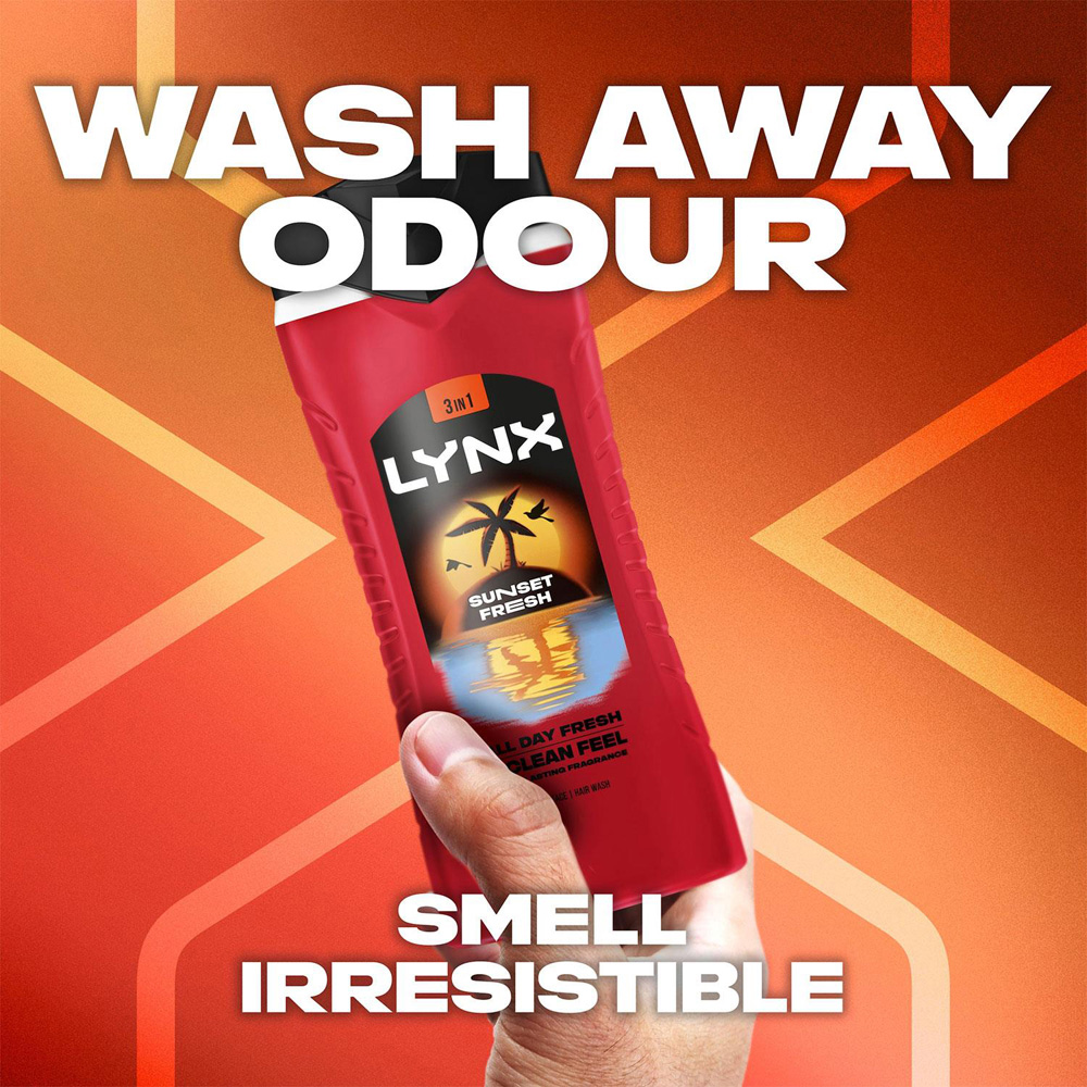 Lynx Sunset Fresh Mango and Mandarin 12H Refreshing Fragrance Shower Gel 225ml 3 Pack Image 3