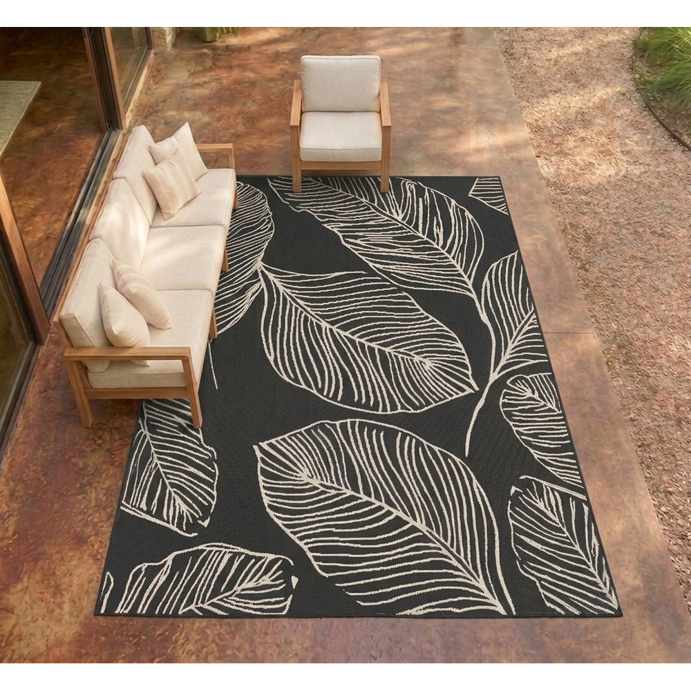 Portland Rugstyle Black Leaf Rug 80 x 150cm Image 4