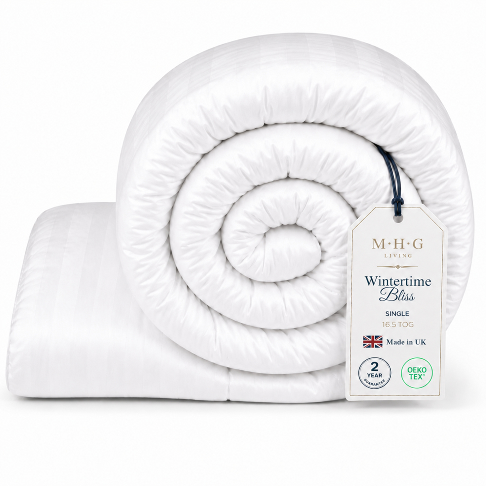 MHG Living Single White Striped Extra Warm Winter Hollowfibre Duvet 16.5 Tog Image 3
