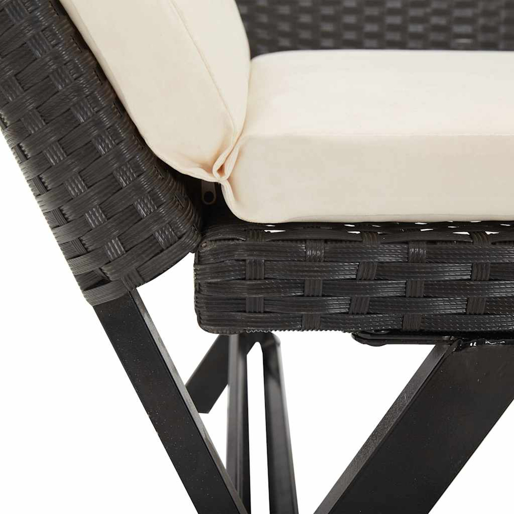 vidaXL 2 in 1 Black PE Rattan Garden Bench with Cushions Image 8