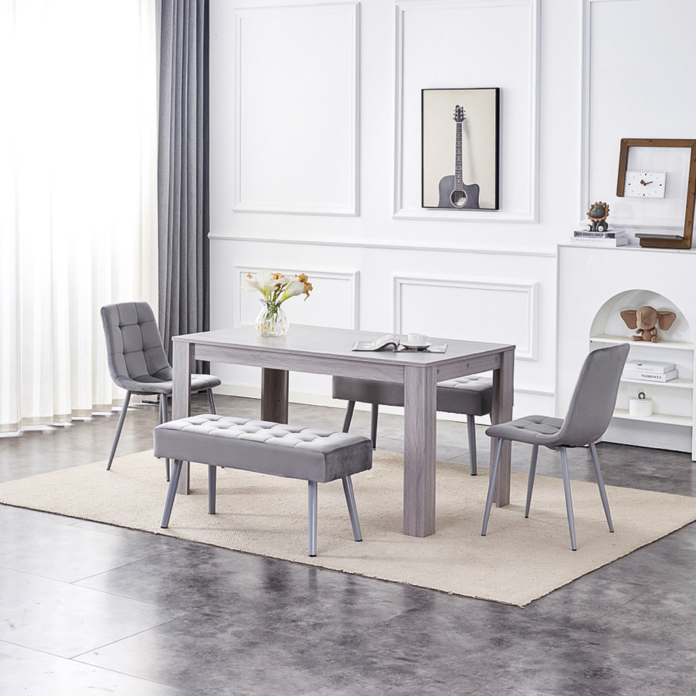Kosy Koala 6 Seater Dining Set with Bench Grey Velvet Image 3