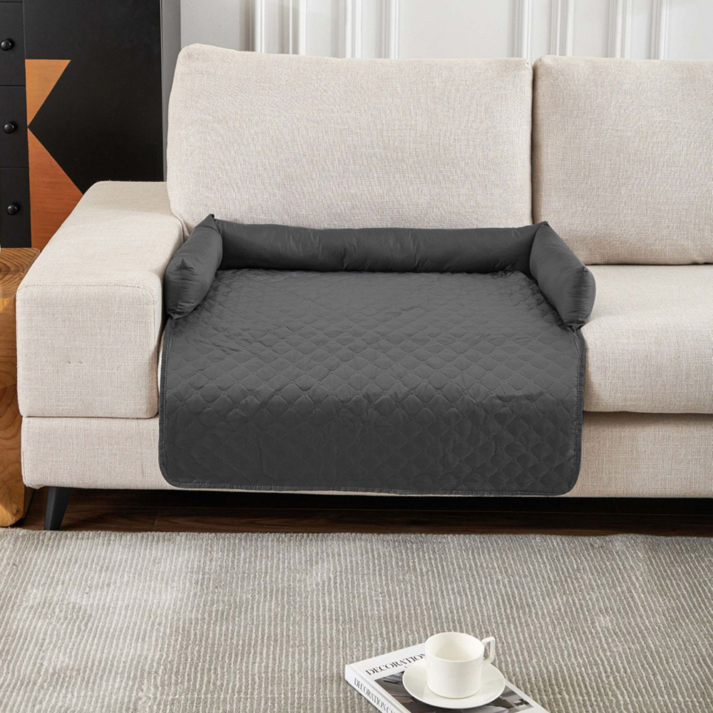 H&O Direct Dark Grey Waterproof Bolster Pet Mat 75 x 75cm Image 2