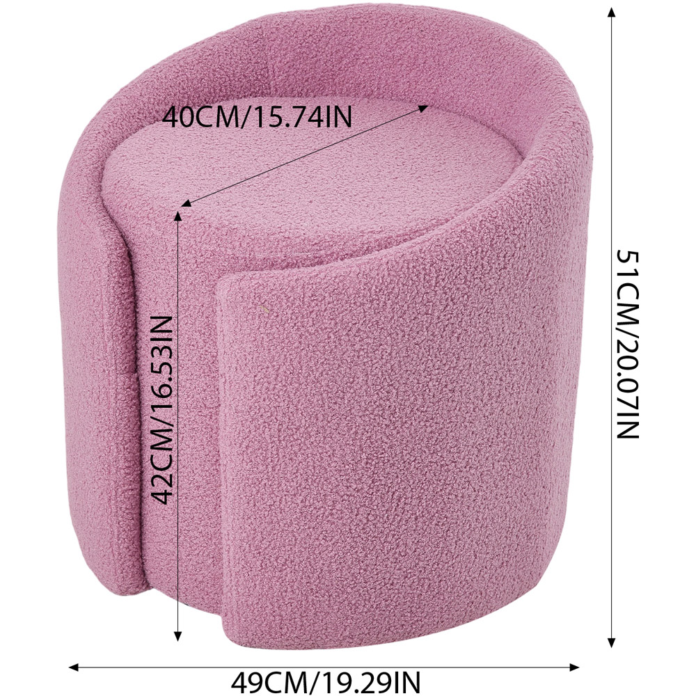 Living and Home Purple Teddy Fleece Round Tub Makeup Stool Image 9