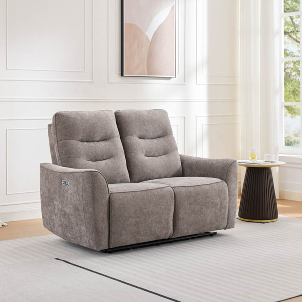 Midtown 2 Seater Stone Fabric Recliner Sofa Image 7