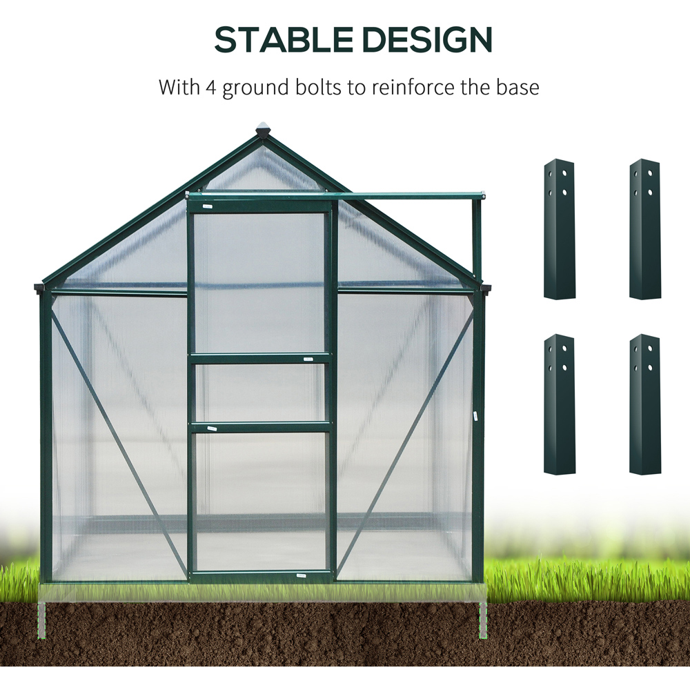 Outsunny 6 x 8ft Green Polycarbonate Greenhouse Image 6