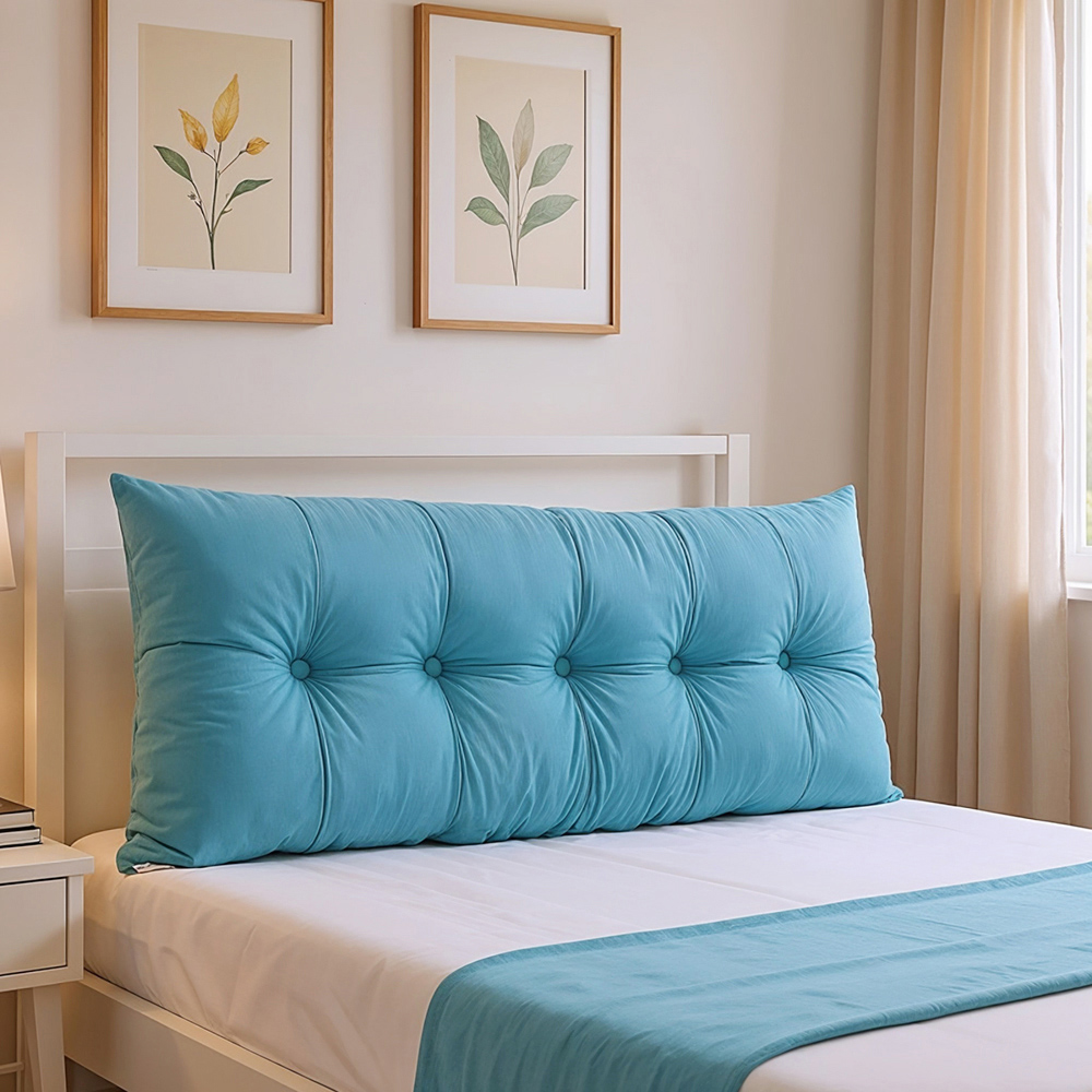 Living and Home Blue Chenille Headboard Pillow 60 x 150cm Image 2