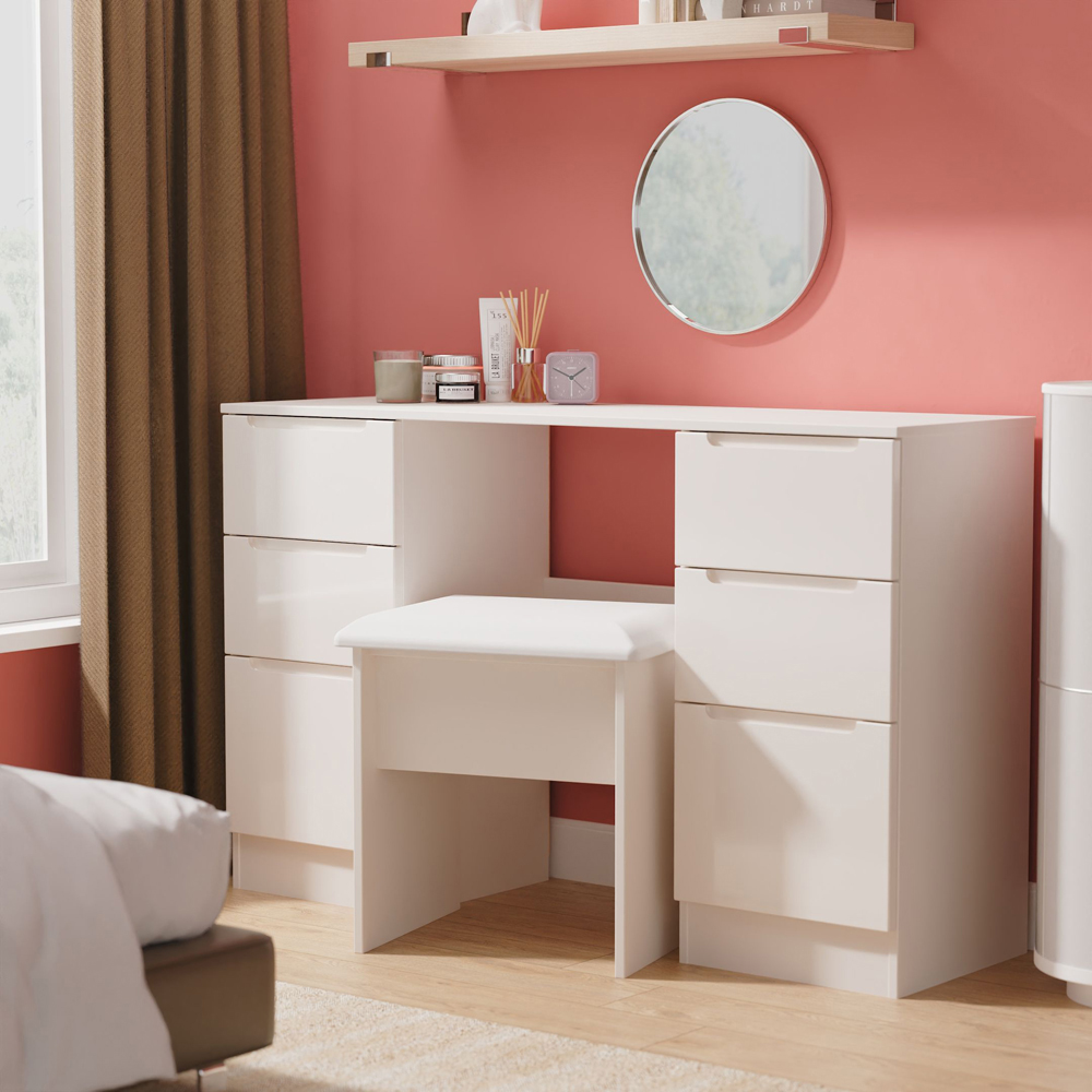 Crowndale Milan 6 Drawer Kashmir Gloss and Kashmir Kneehole Desk Ready Assembled Image 7