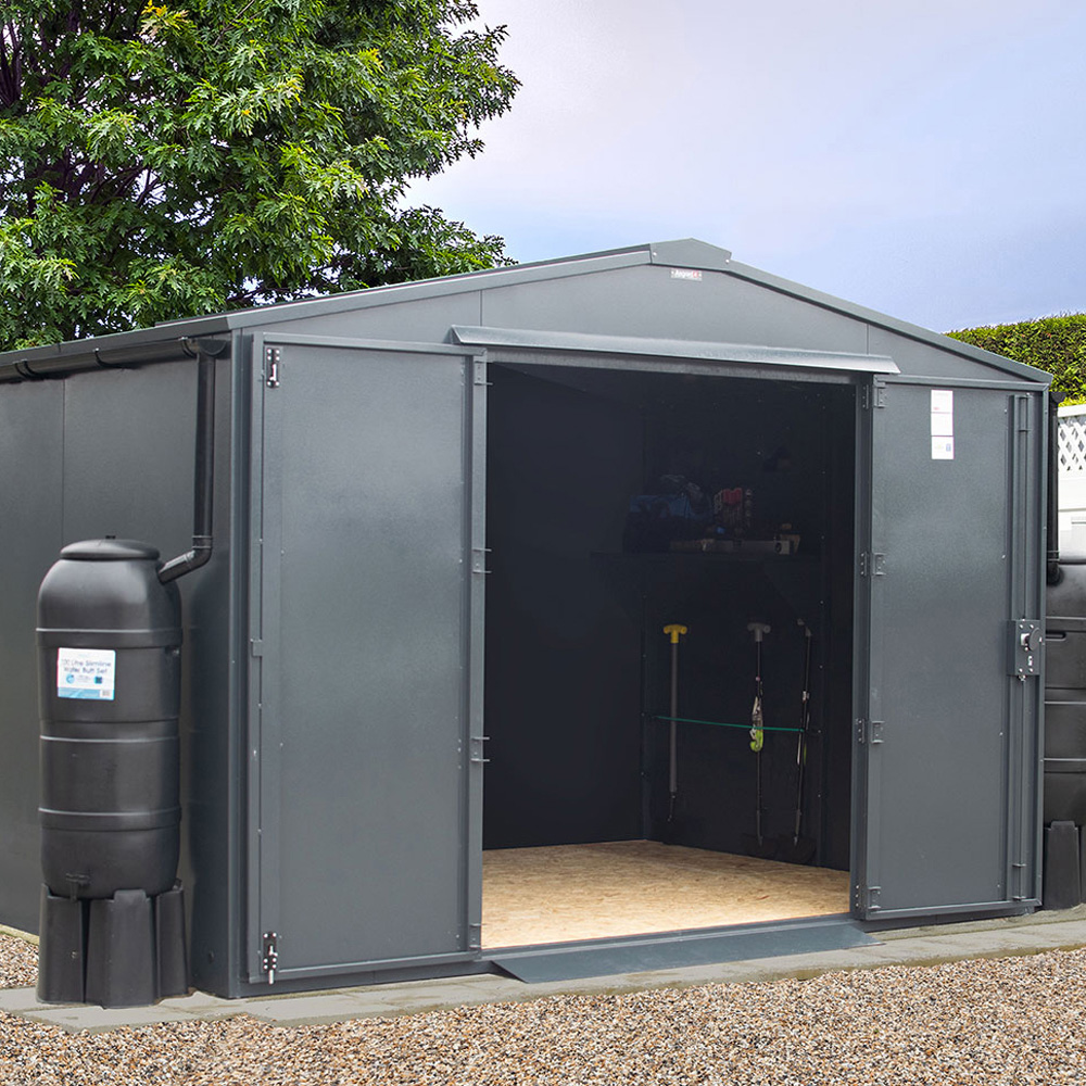 Asgard Garrison 10 x 7ft Double Door Green High Security Apex Workshop Shed Image 2