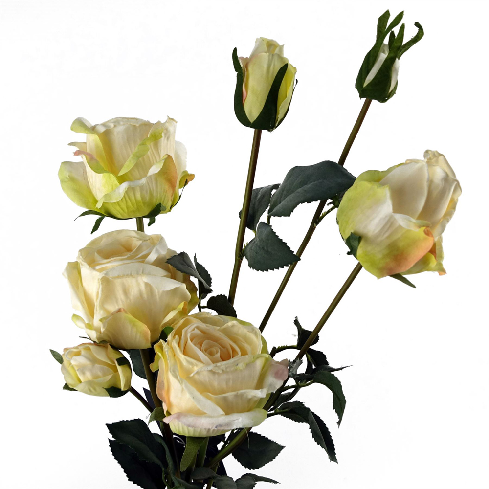 Leaf Cream Rose Spray Single Stem Artificial Flower 2ft 6 Pack Image 5