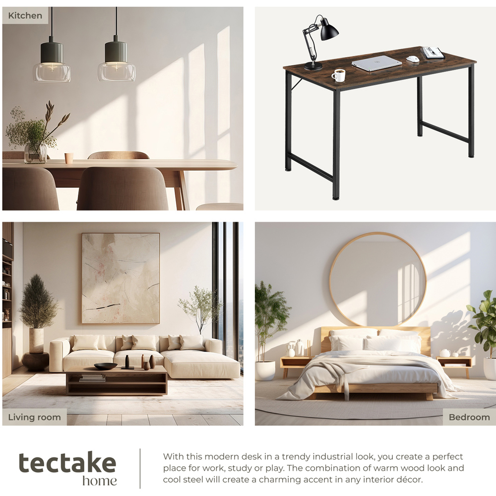 tectake Jenkins Dark Wood Office Desk 140 x 60 x 75.5cm Image 5