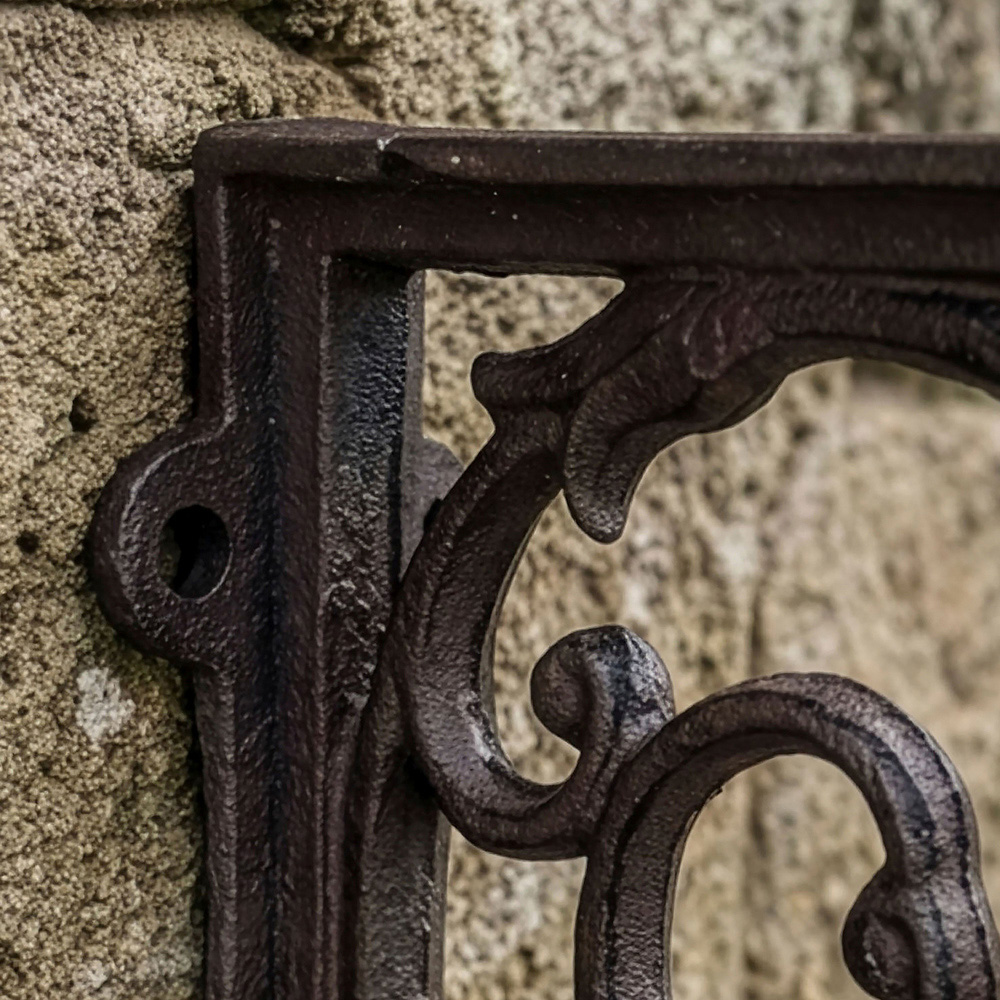 Dibor 28 x 24cm Antique Brown Cast Iron Ornate Scrolled Hanging Wall Bracket Image 3