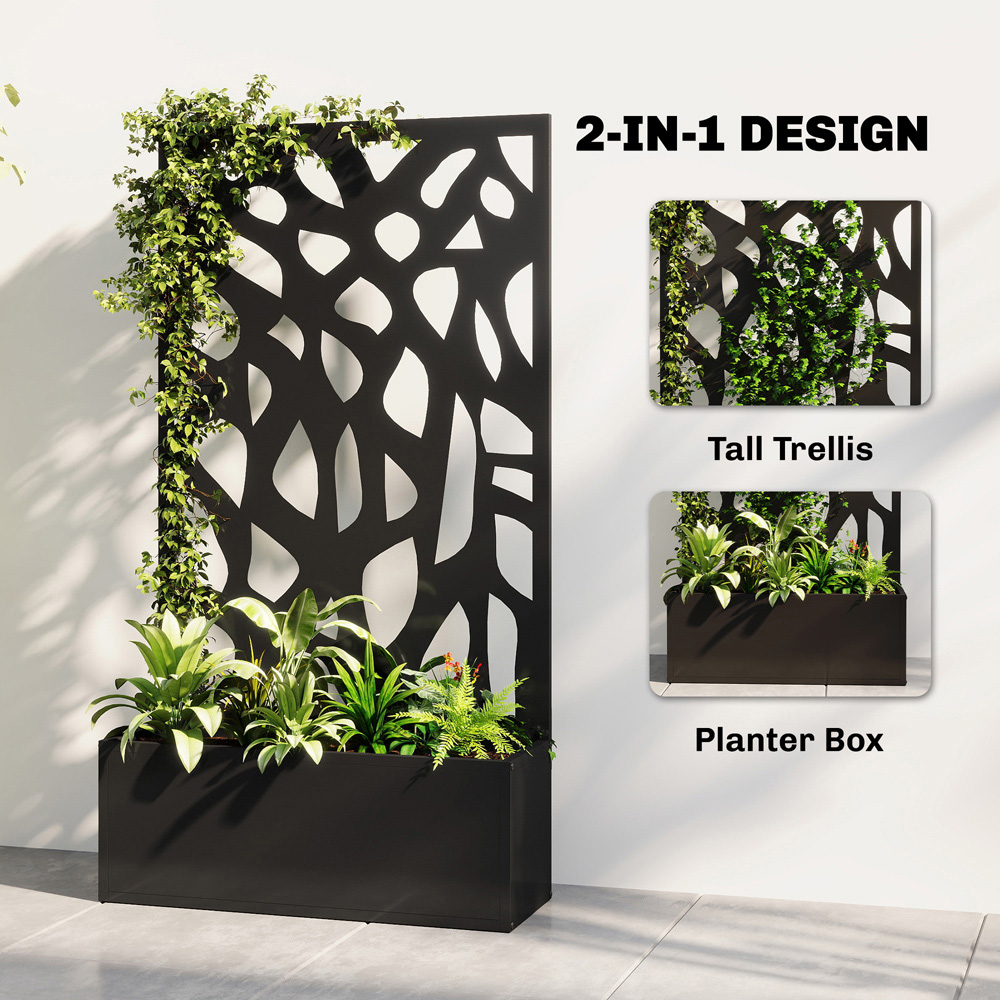 Outsunny Metal Raised Garden Bed with Trellis 116 x 61 x 23cm Image 3