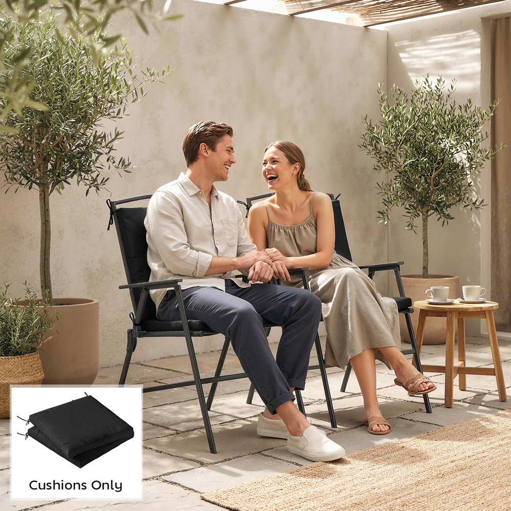 Outsunny Black Waterproof Garden Chair Cushion 50 x 50cm 2 Pack Image 5